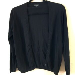 Estheme Cachemire Lightweight Cardigan Large Black Minimalist Preppy